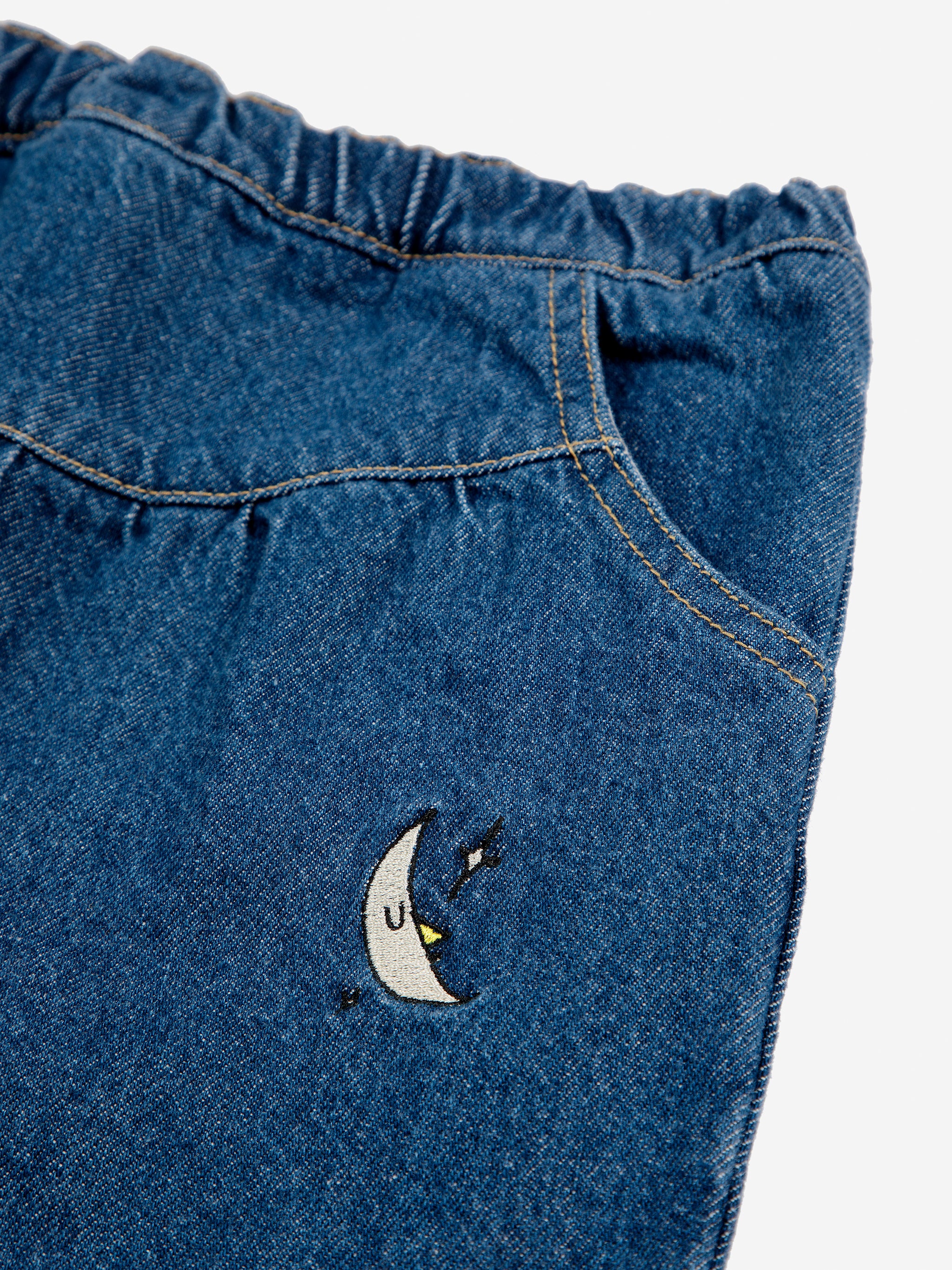 Bobo Choses - beneath the moon denim baggy pants - navy blue