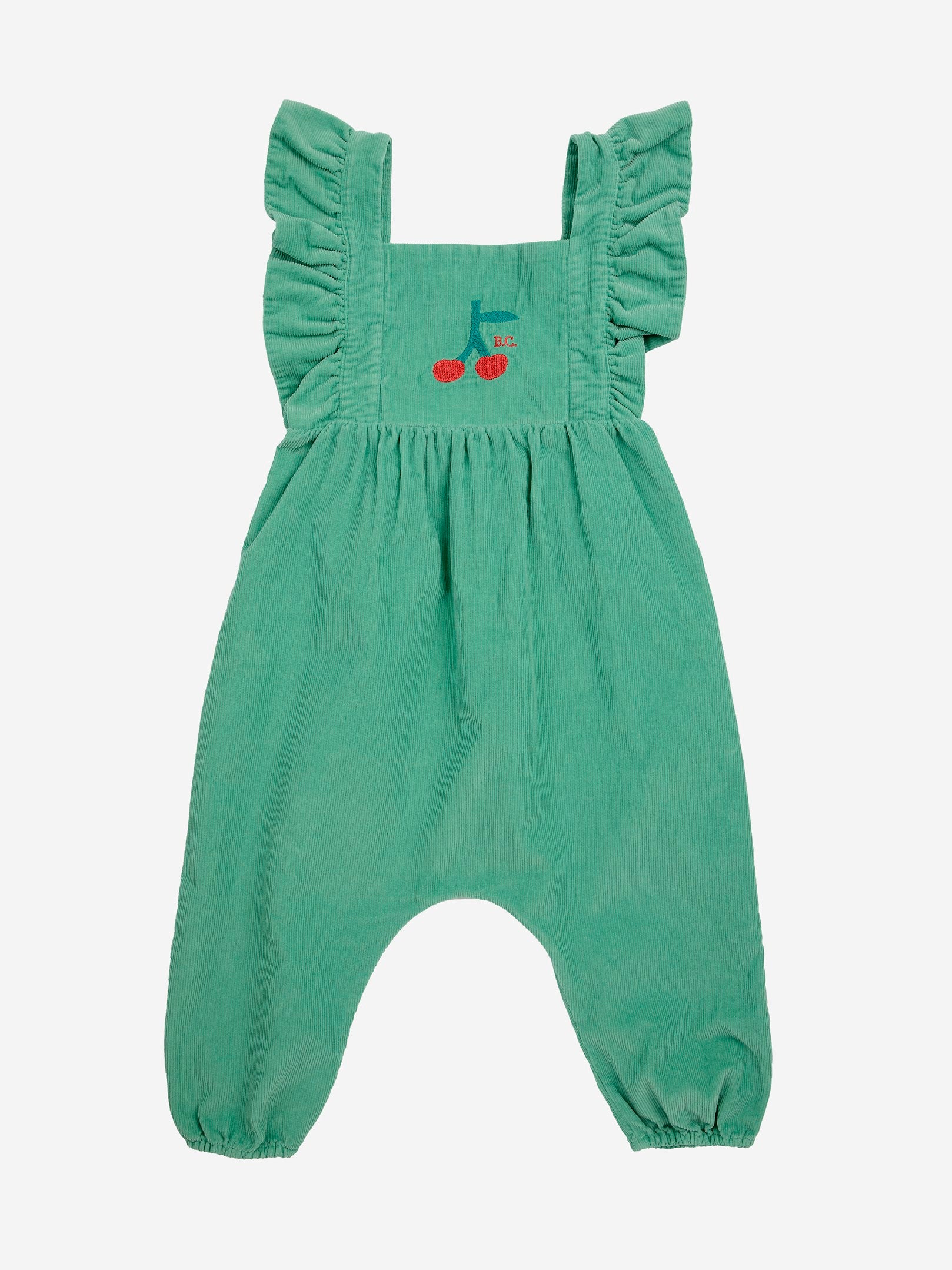 Bobo Choses - cherry corduroy overall - green