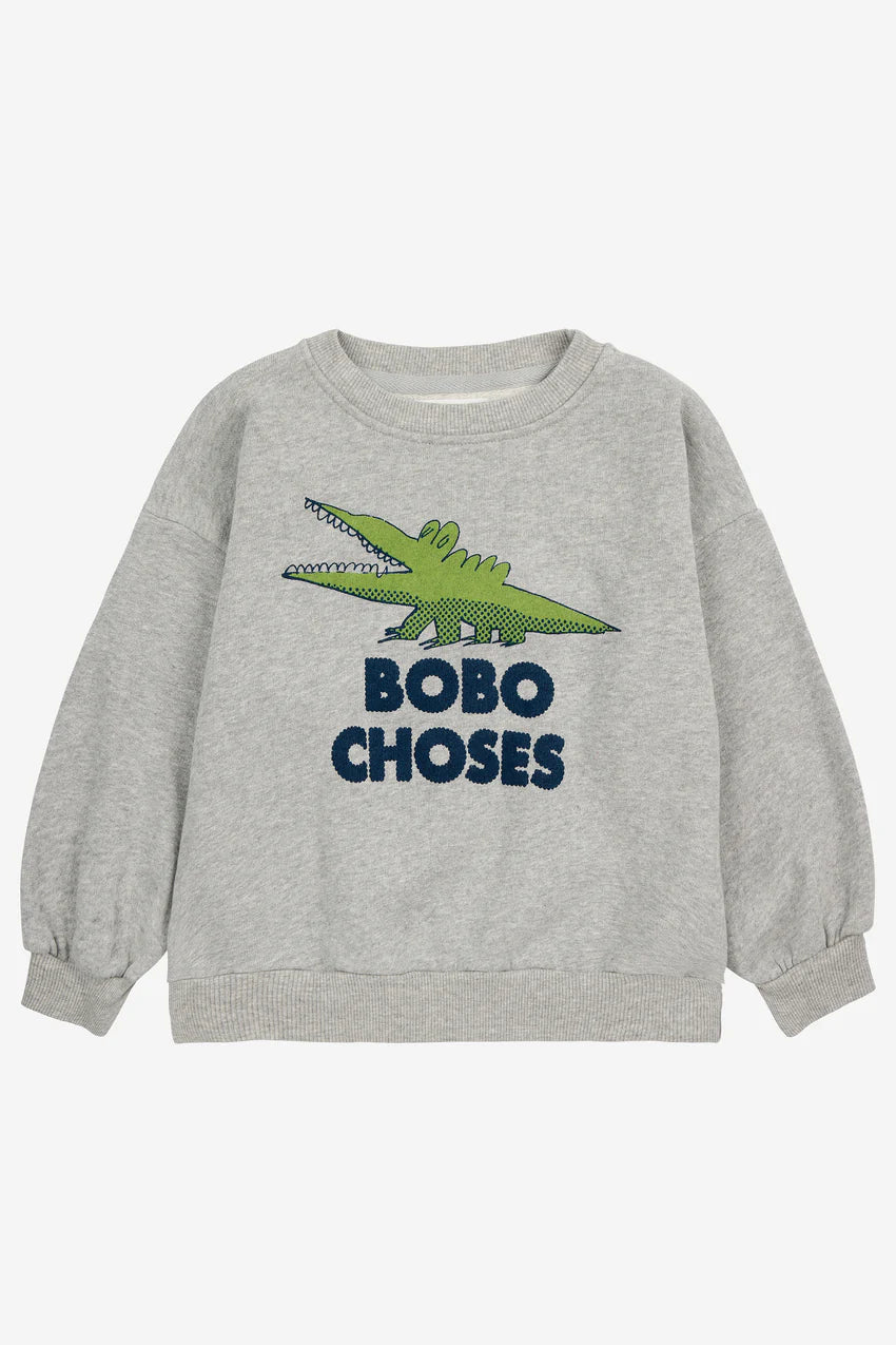 Bobo Choses - talking crocodile sweatshirt - light heather