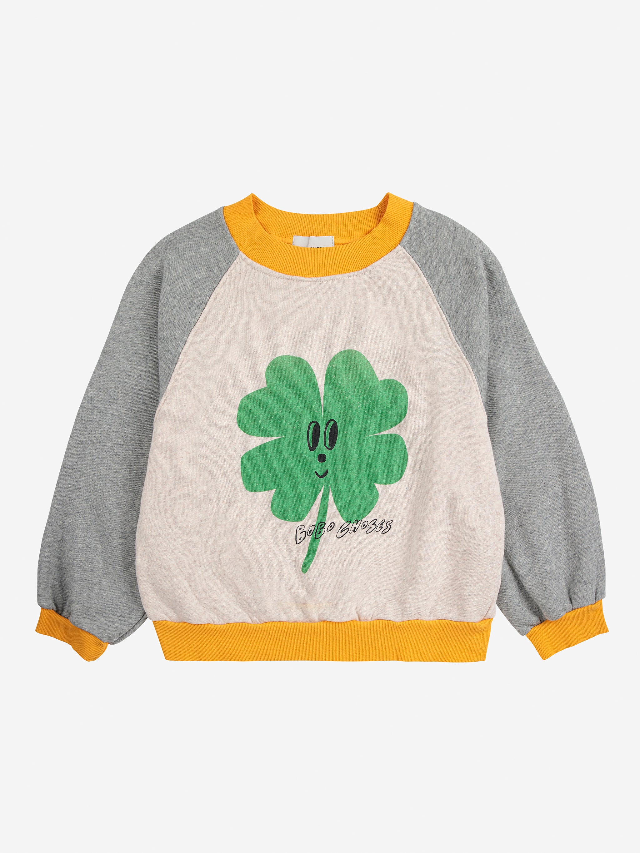Bobo Choses - lucky clover raglan sweatshirt - heather grey