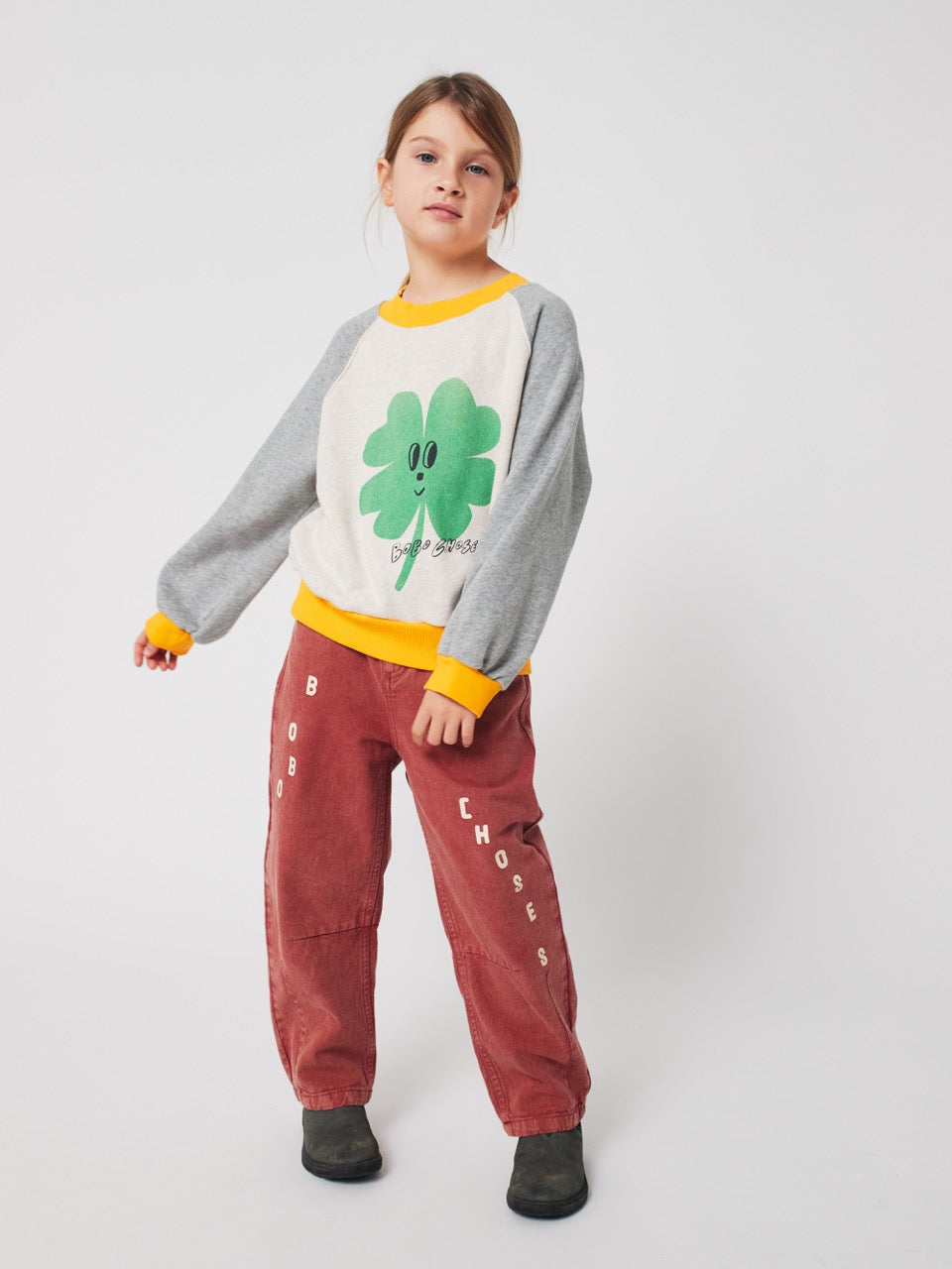 Bobo Choses - lucky clover sweatshirt - light heather grey