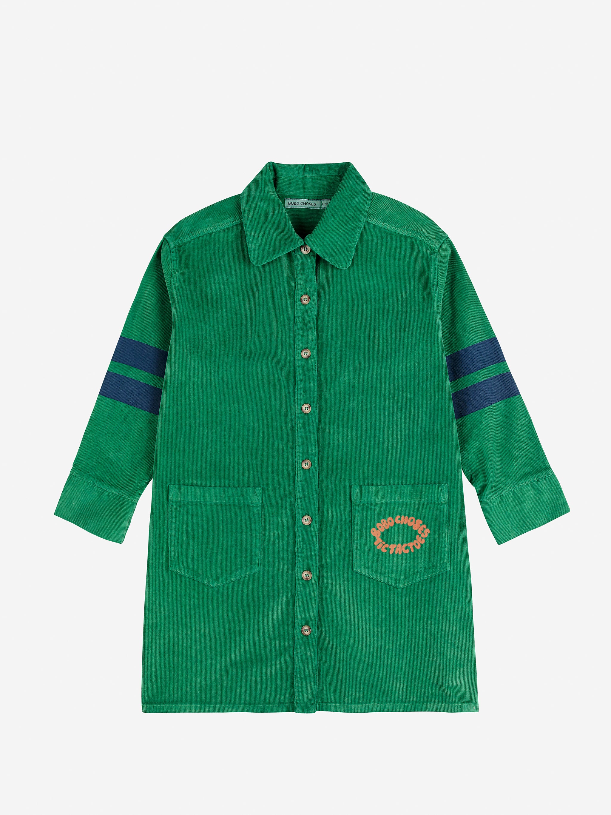 Bobo Choses - tic tac toe coduroy shirt dress - green