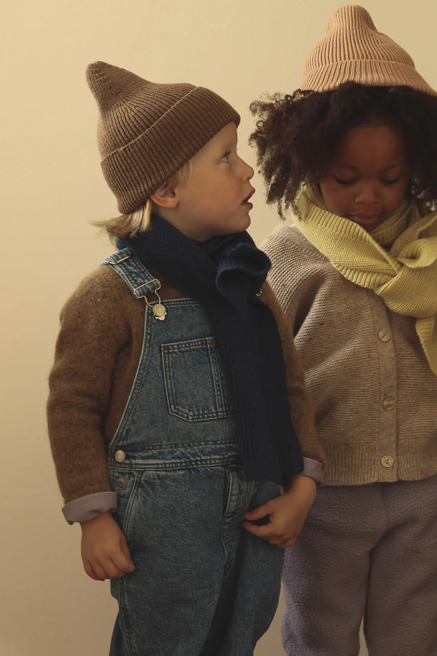 Hvid - beanie fonzie kids - mocha