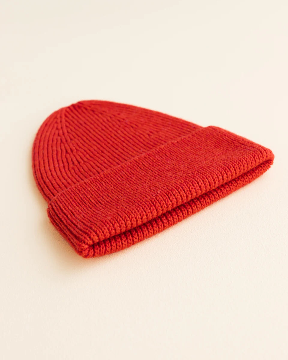 Hvid - beanie fonzie kids - red