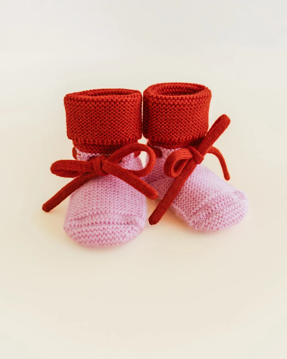 Hvid - booties - cotton candy/red
