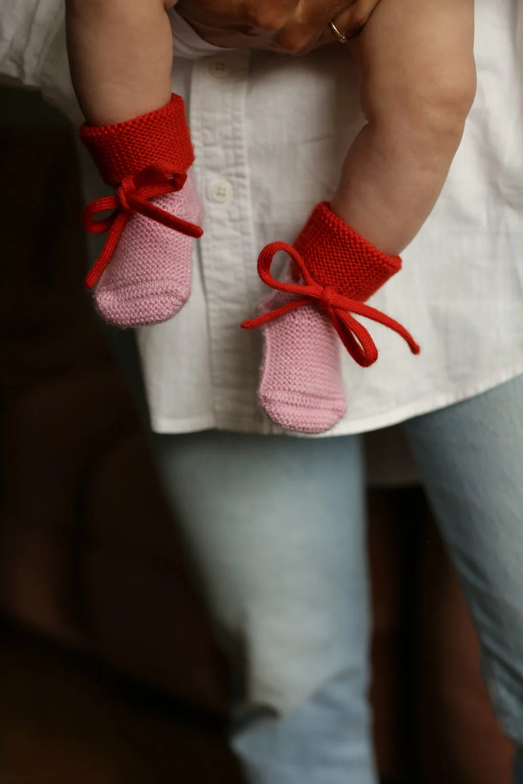 Hvid - booties - cotton candy/red