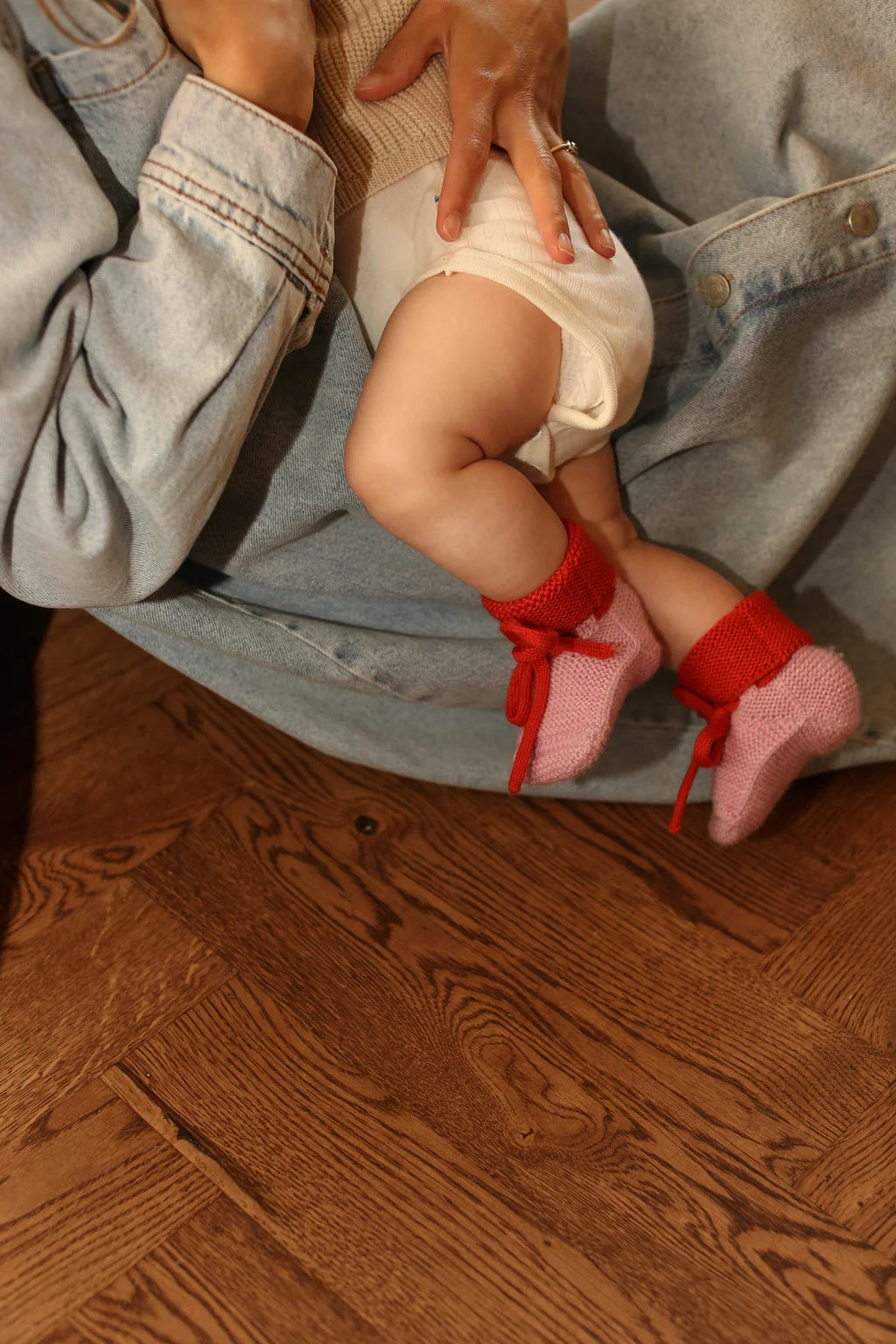 Hvid - booties - cotton candy/red