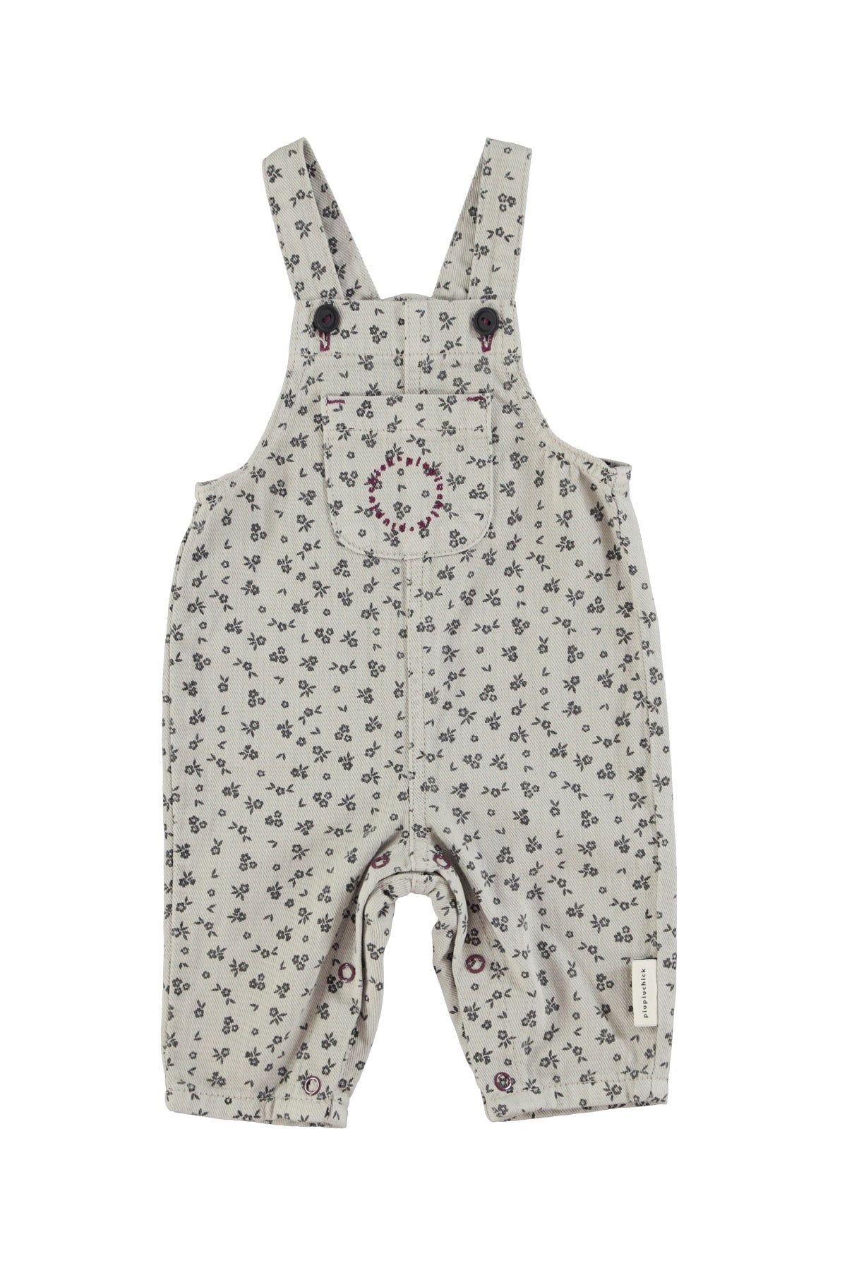 Piupiuchick - baby dungarees - light grey with black flowers