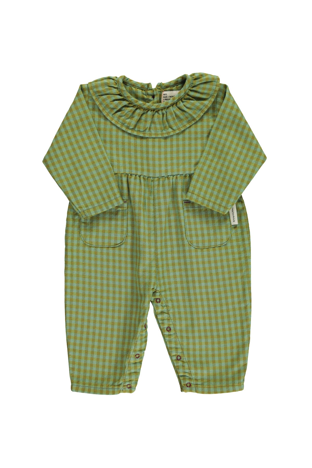 Piupiuchick - baby jumpsuit with collar - green checkered