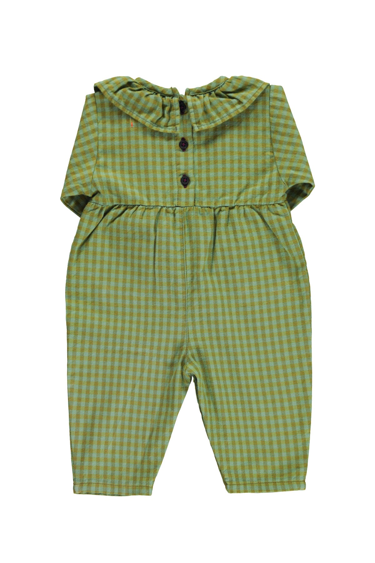 Piupiuchick - baby jumpsuit with collar - green checkered
