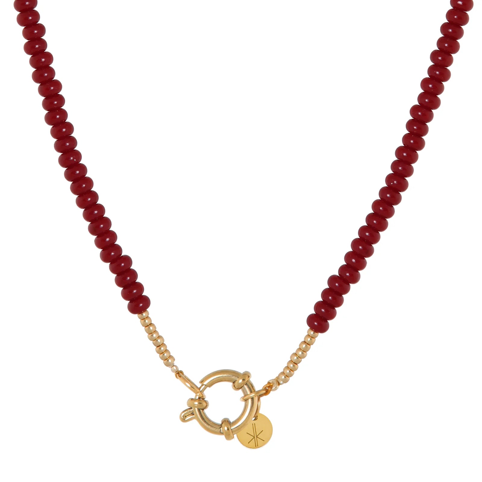 Label Kiki - burgundy small beads necklace gold