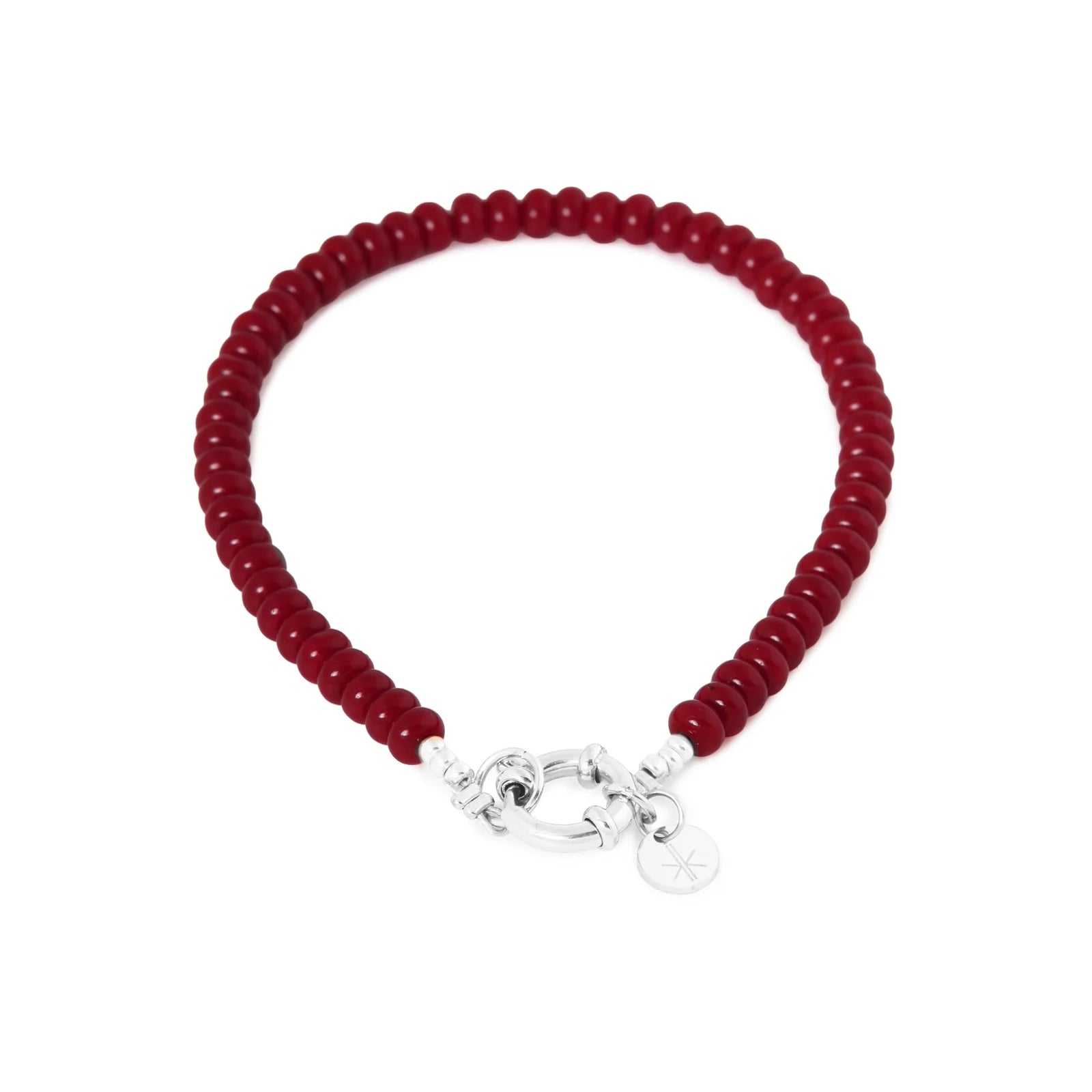 Label Kiki - burgundy small bracelet silver