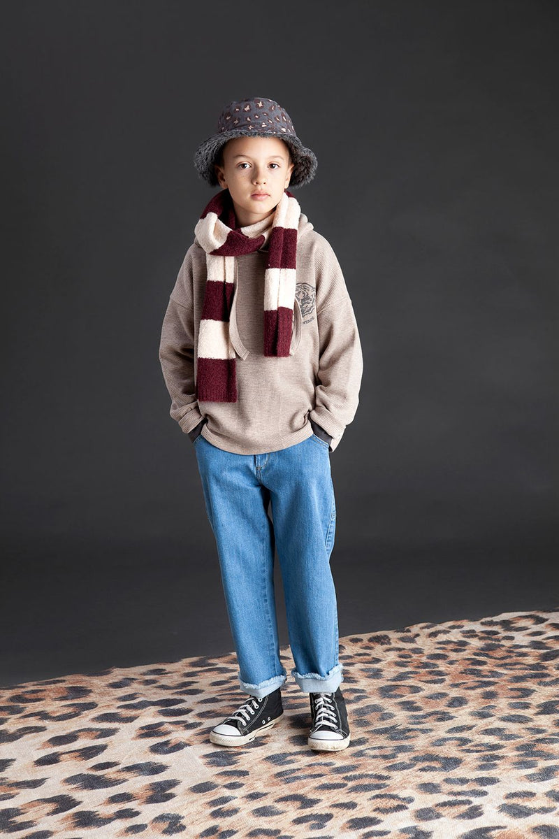 Tocoto Vintage - hooded waffle sweater - brown