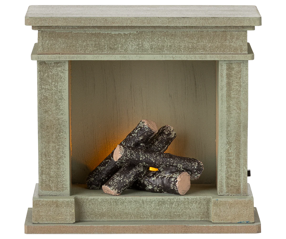 Maileg - fireplace - dusty green