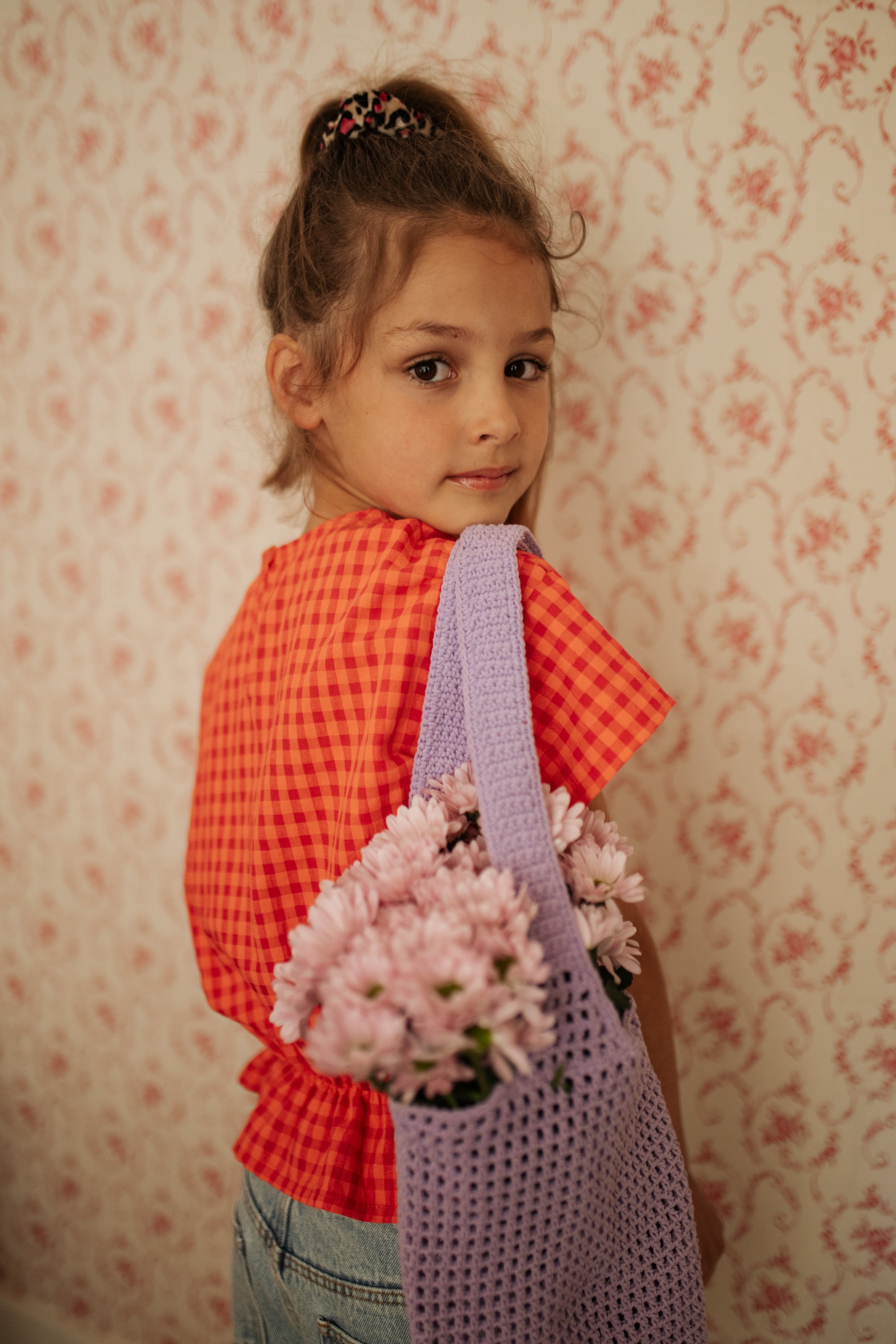 Petit Blush - blouse elastic waist - check red