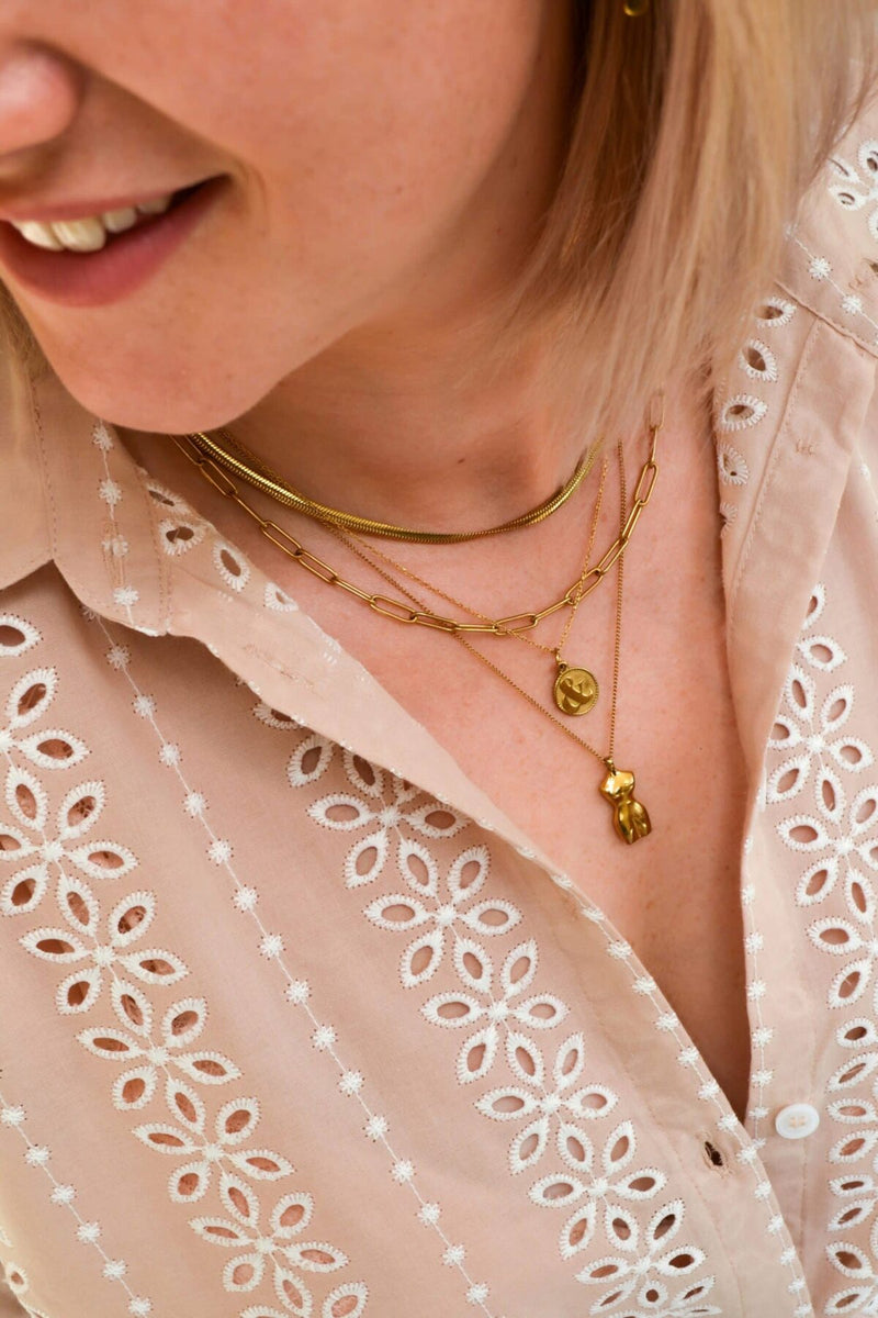 Label Kiki - smooth snake necklace gold