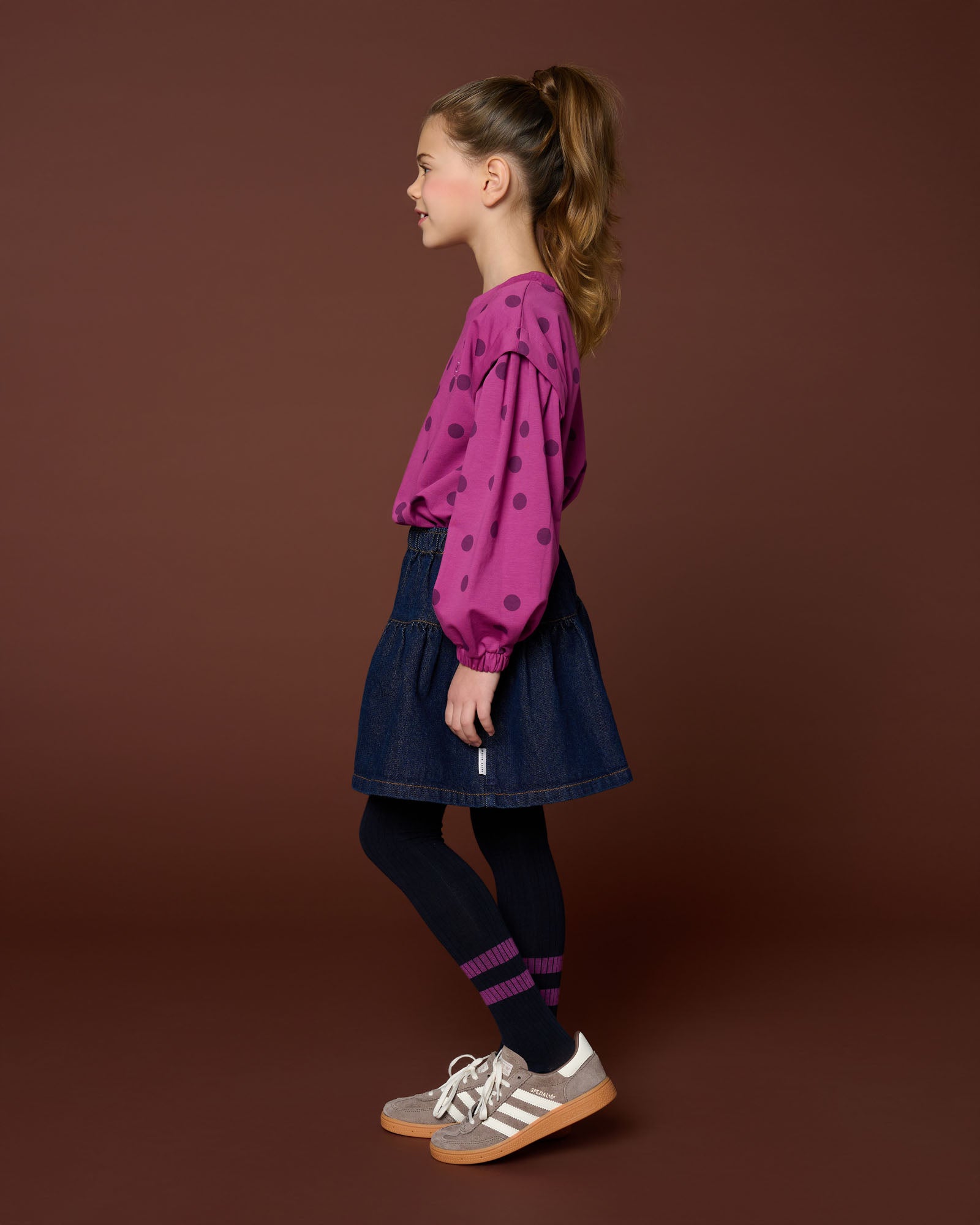 Petit Blush - denim mini ruffle skirt  - dark blue