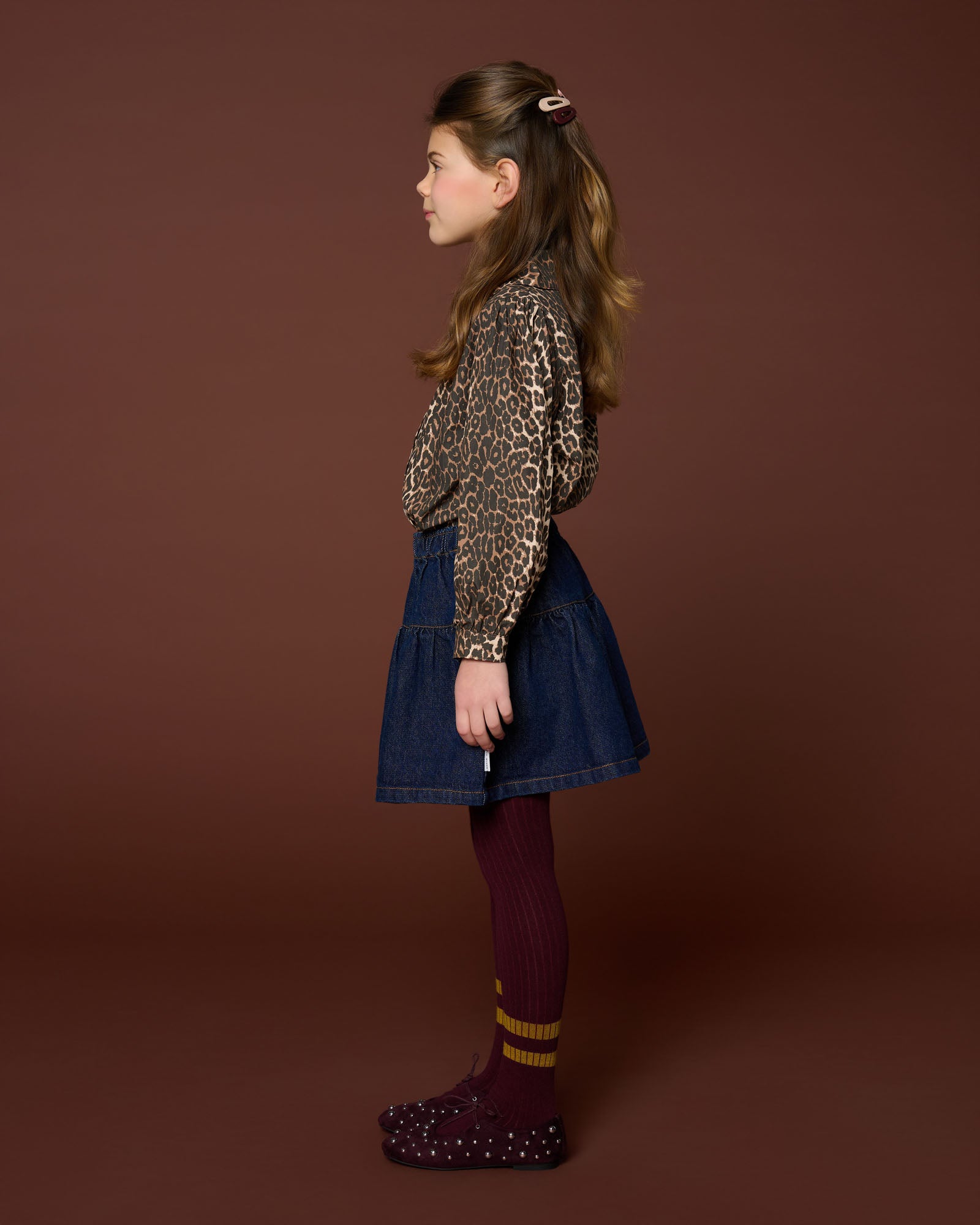 Petit Blush - denim mini ruffle skirt  - dark blue