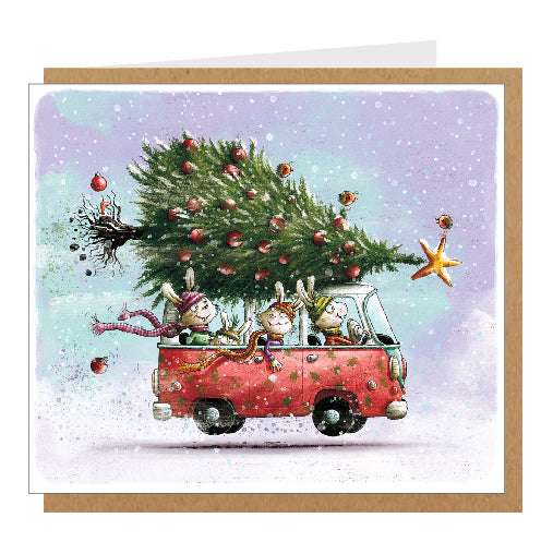 Mailbox - wenskaart - FD kerstboom op auto