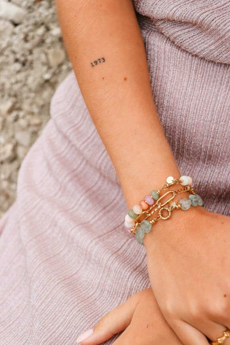 Label Kiki - pastel jade bracelet gold