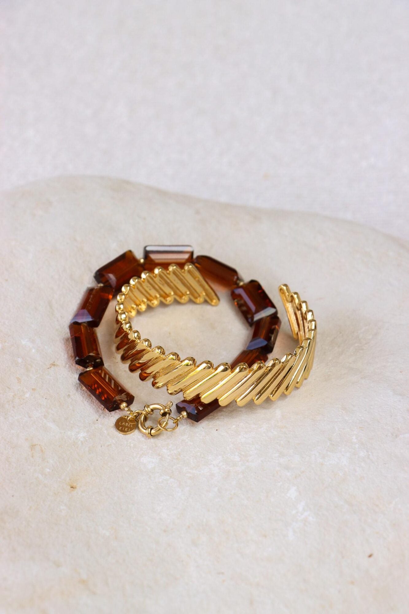 Label Kiki - shiny brown bracelet gold