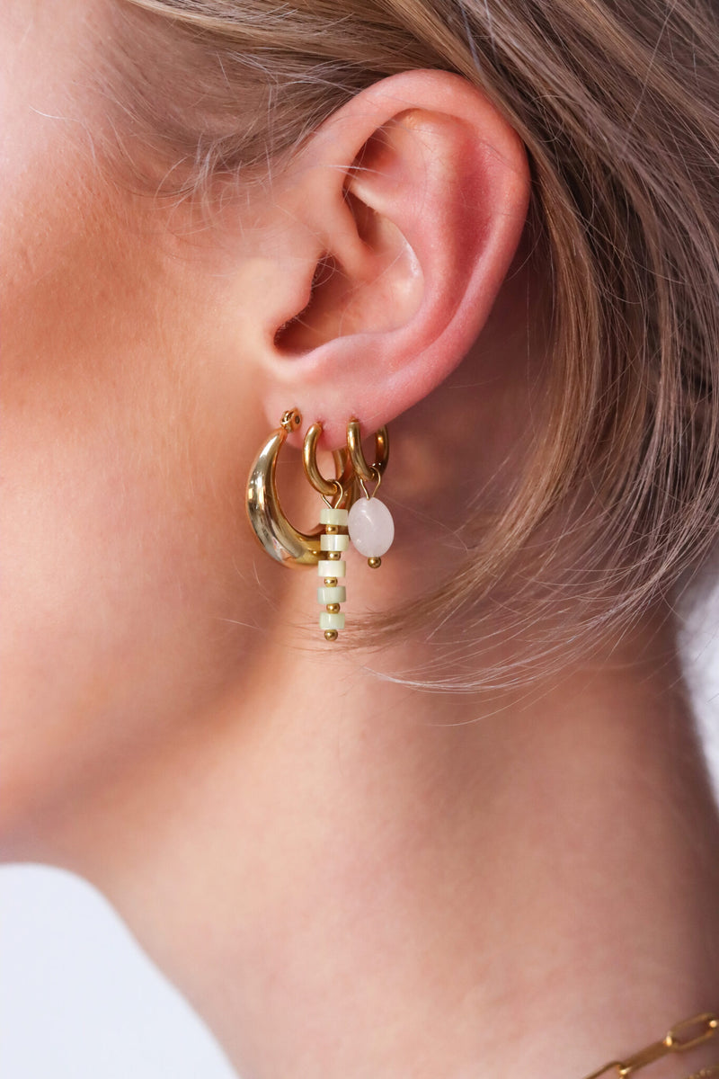 Label Kiki - white oval hoop gold