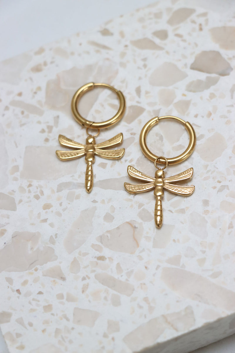 Label Kiki - dragonfly hoop gold