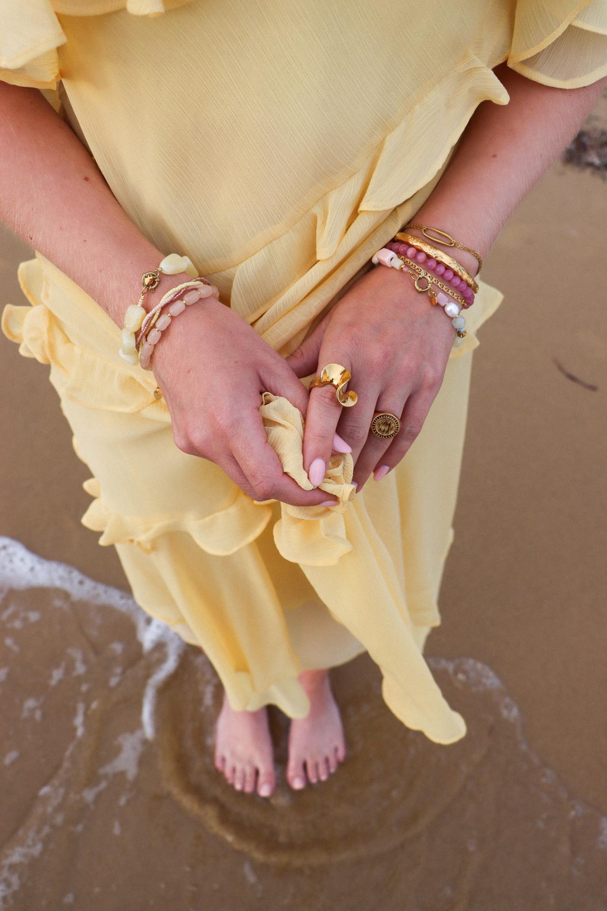 Label Kiki - pink snake bracelet gold