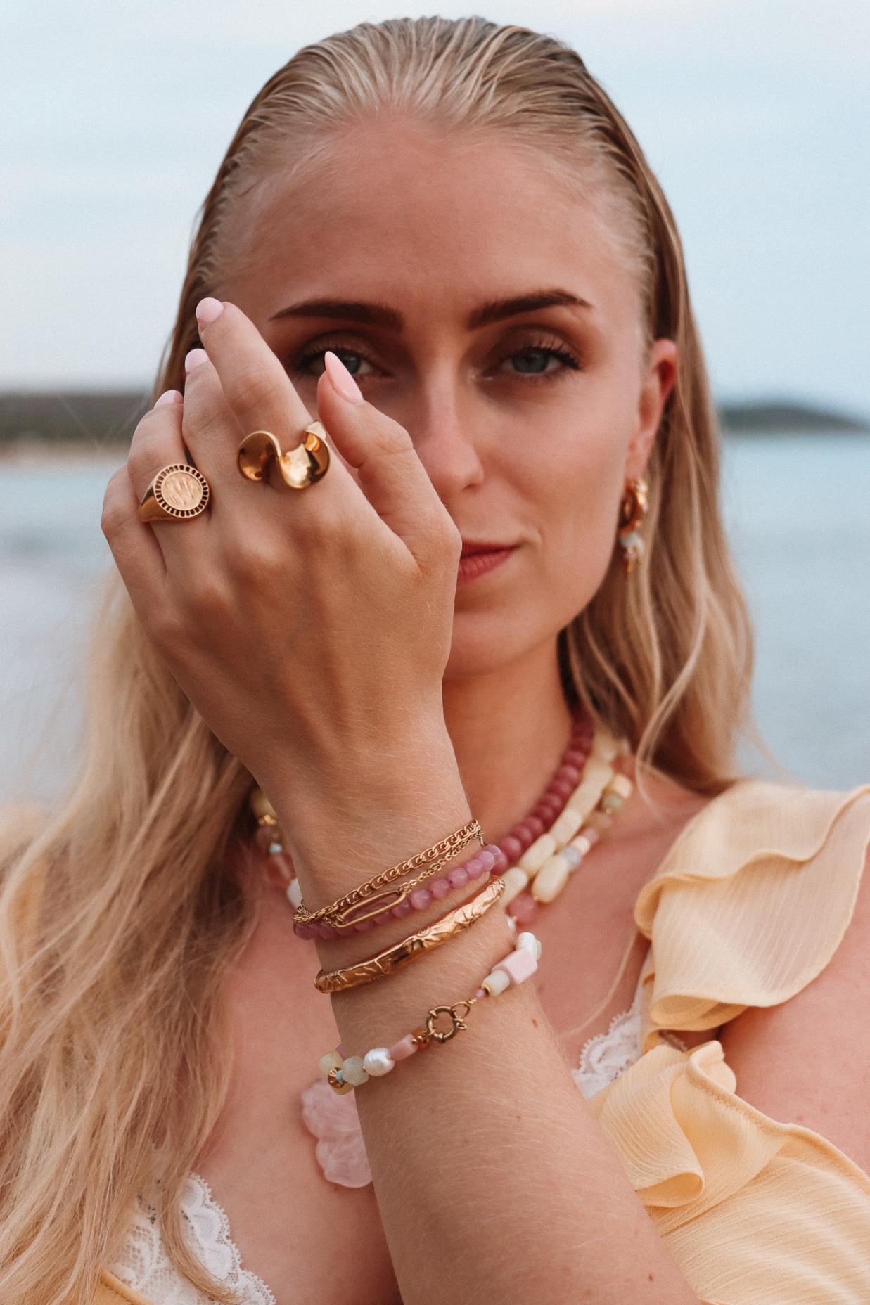 Label Kiki - pink snake bracelet gold