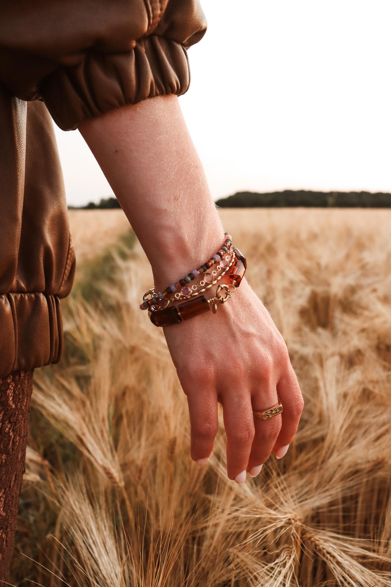 Label Kiki - shiny brown bracelet gold