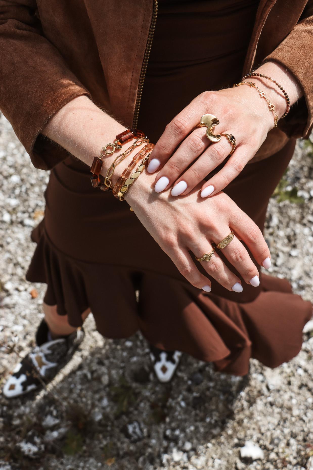 Label Kiki - shiny brown bracelet gold