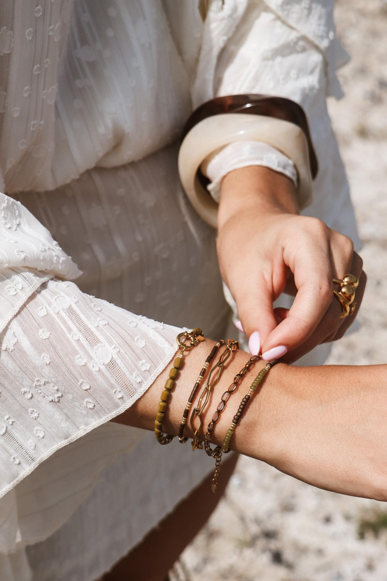Label Kiki - grey glow bracelet gold