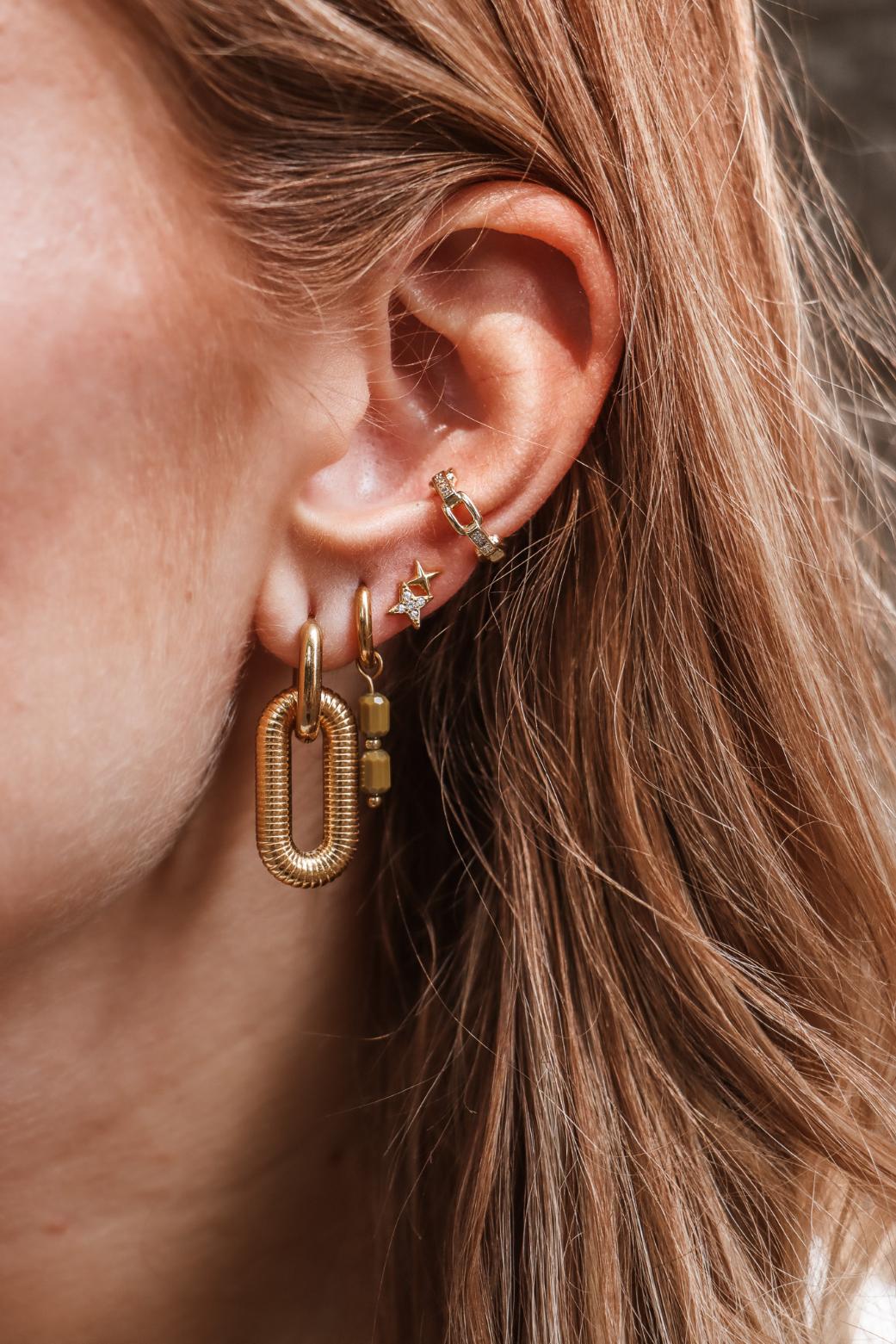 Label Kiki - oval stripe hoop gold