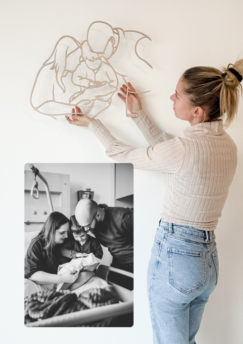 Juuniek - houten lijnportret