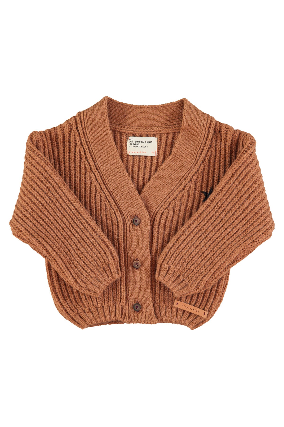 Piupiuchick - knitted cardigan - brown with band & crew only print