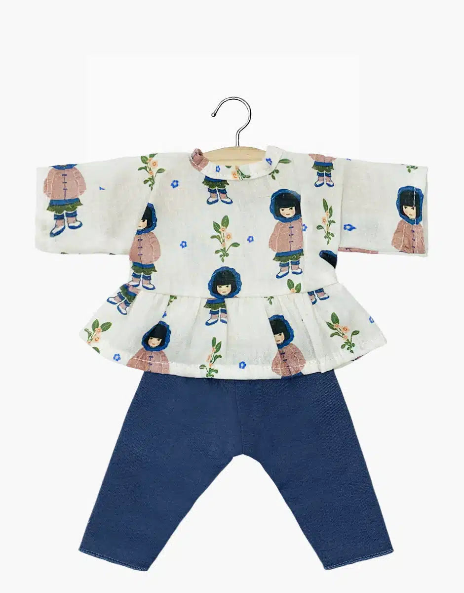 Minikane baby - poppenkleertjes - navy legging & bloesje