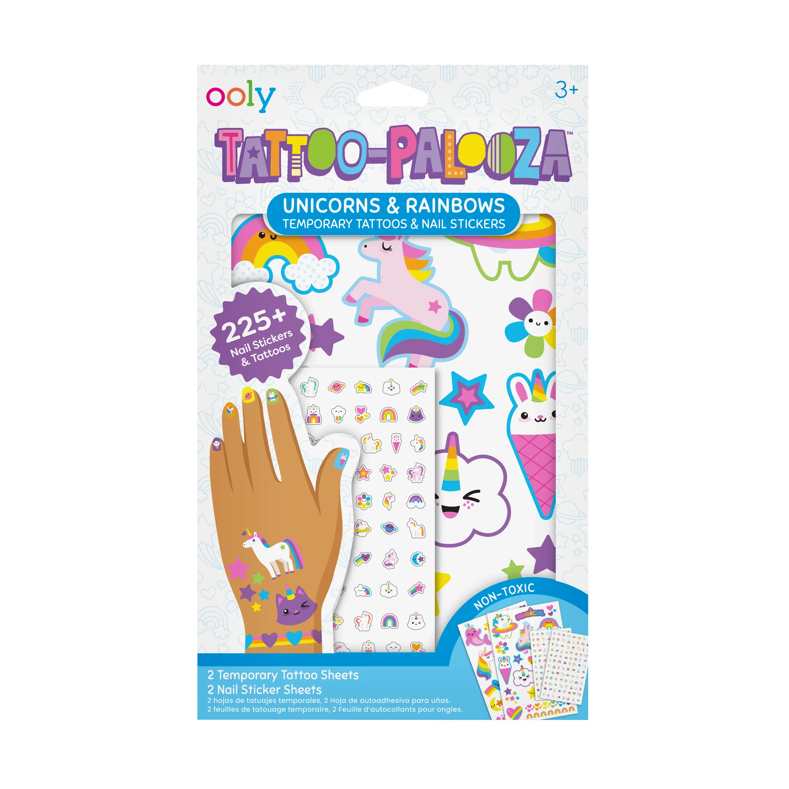 Ooly - tattoo palooza nail stickers & temporary tattoos - unicorns & rainbows