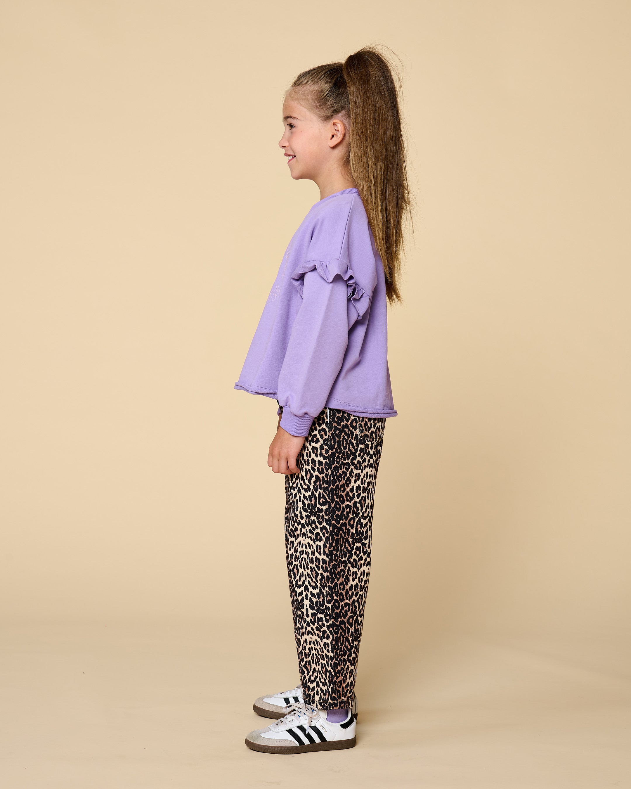 Petit Blush - june ruffle sweater - chalk voilet