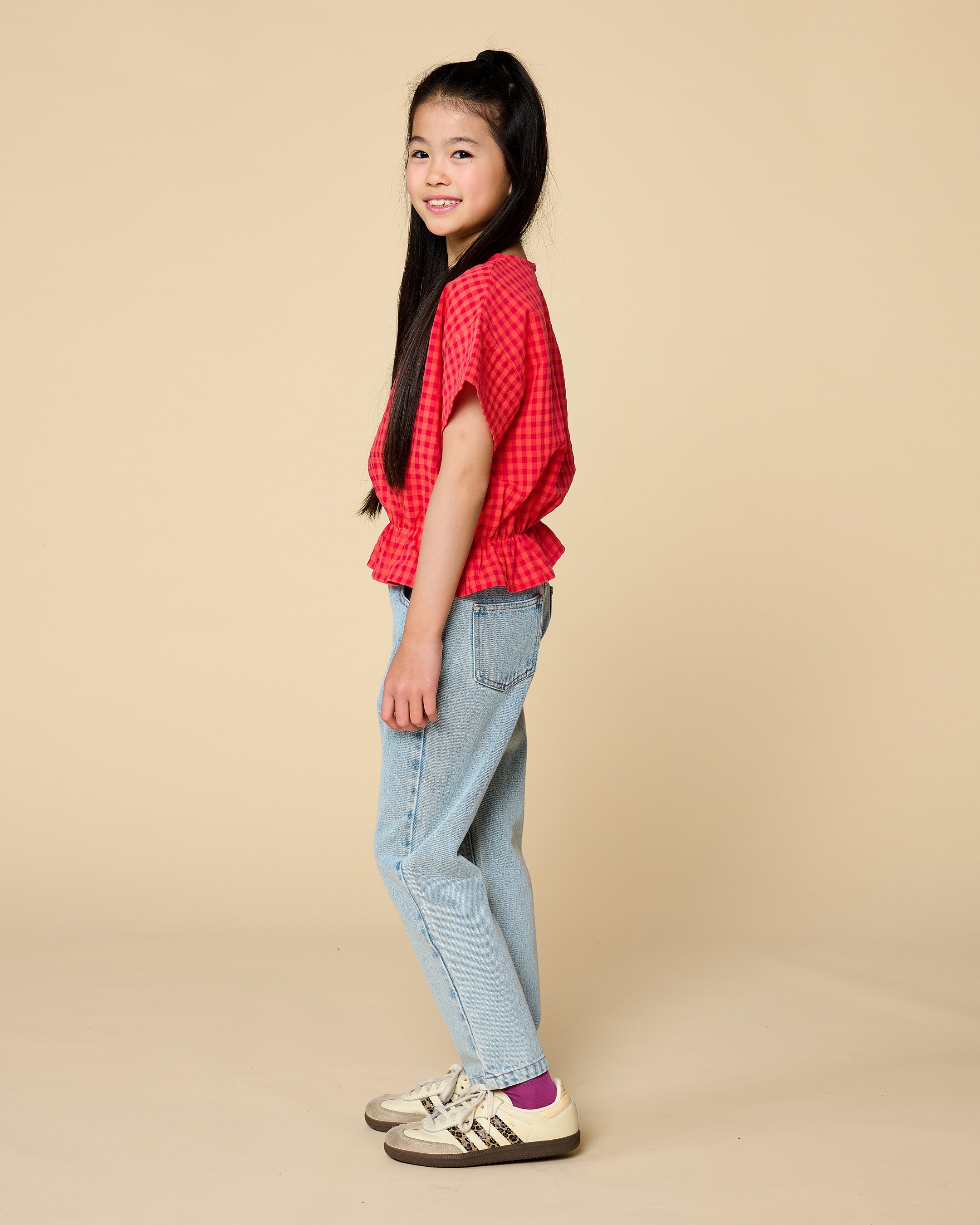 Petit Blush - blouse elastic waist - check red