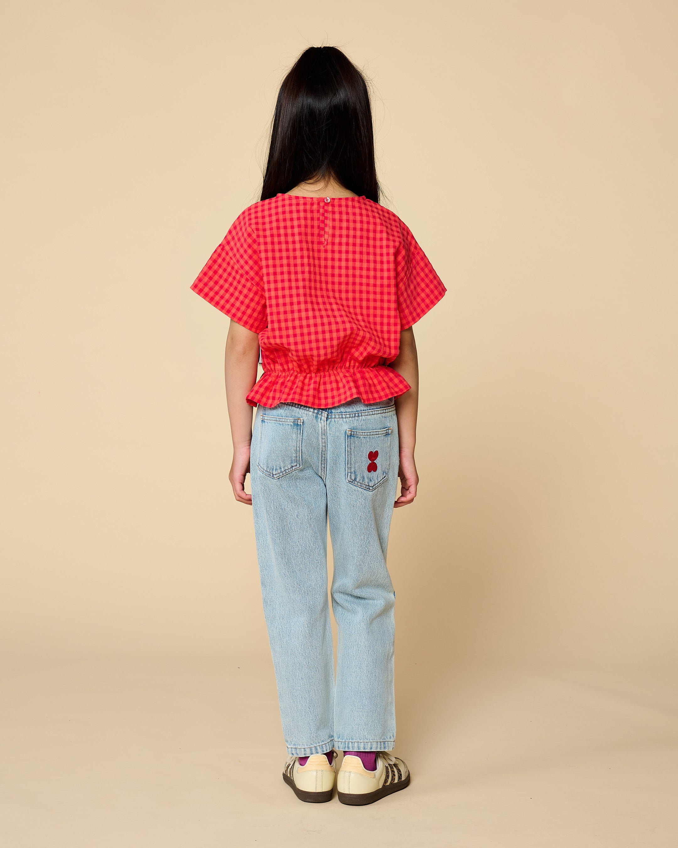 Petit Blush - blouse elastic waist - check red