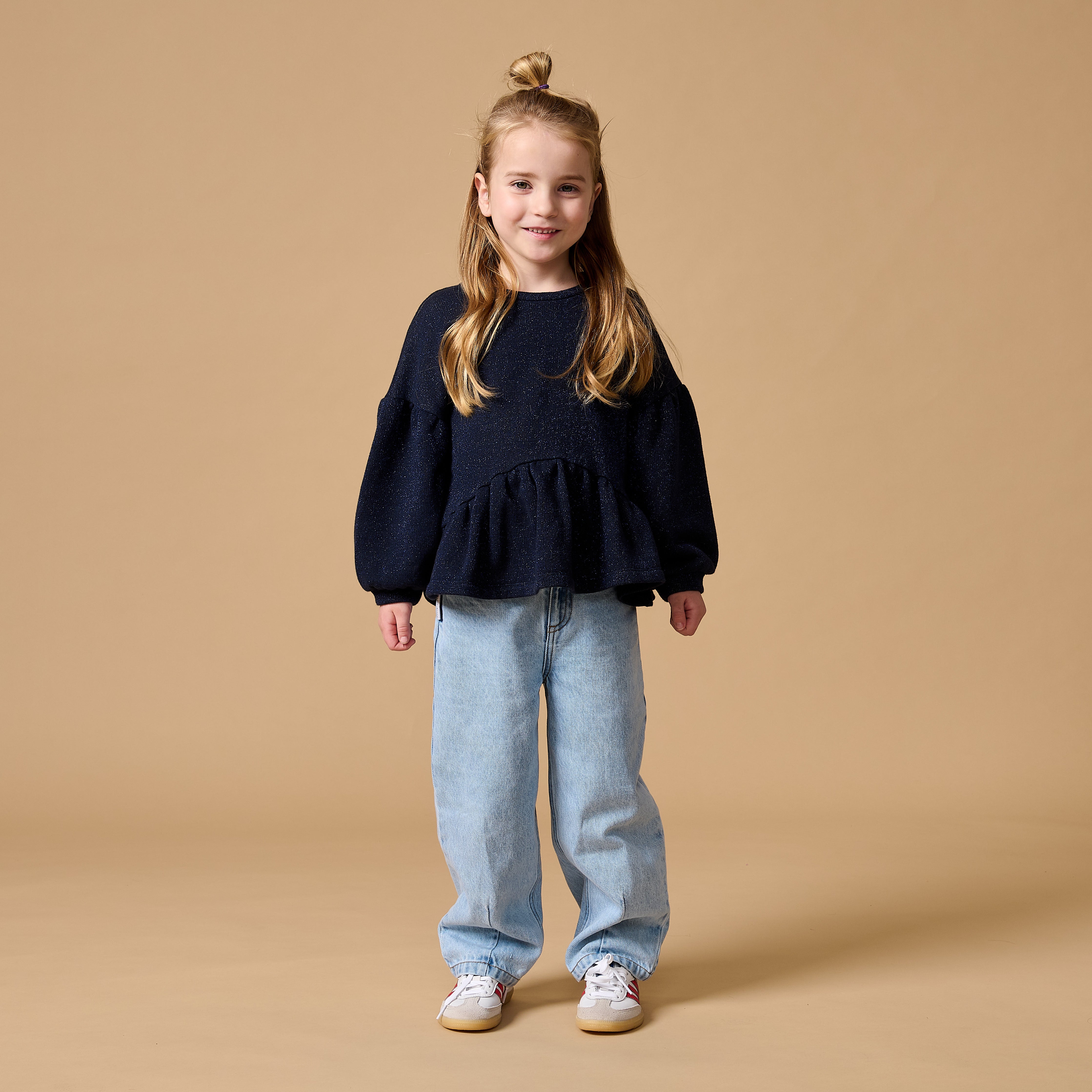 Petit Blush - ruffle sweater  - blue lurex