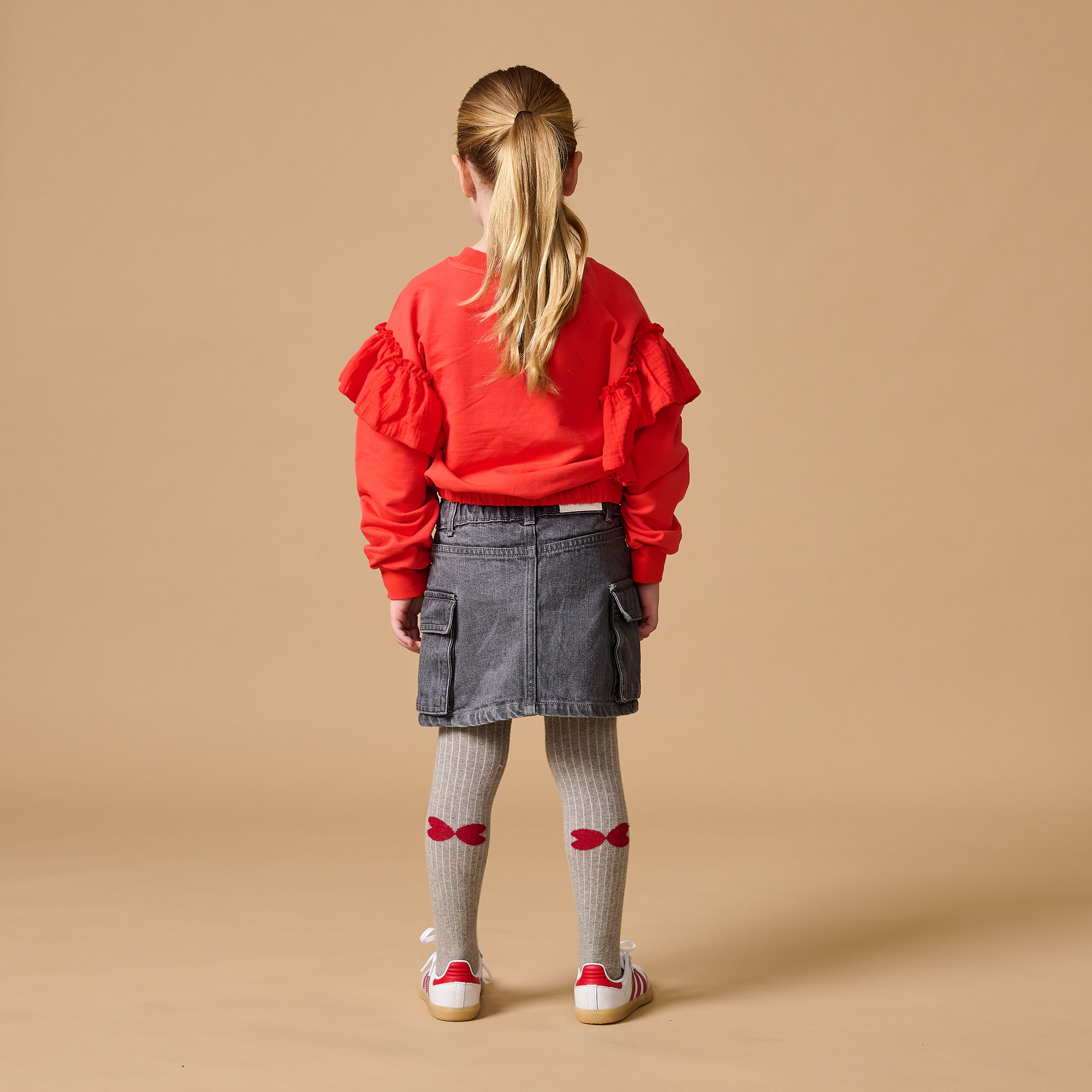 Petit Blush - romantic ruffle sweater  - cayenne