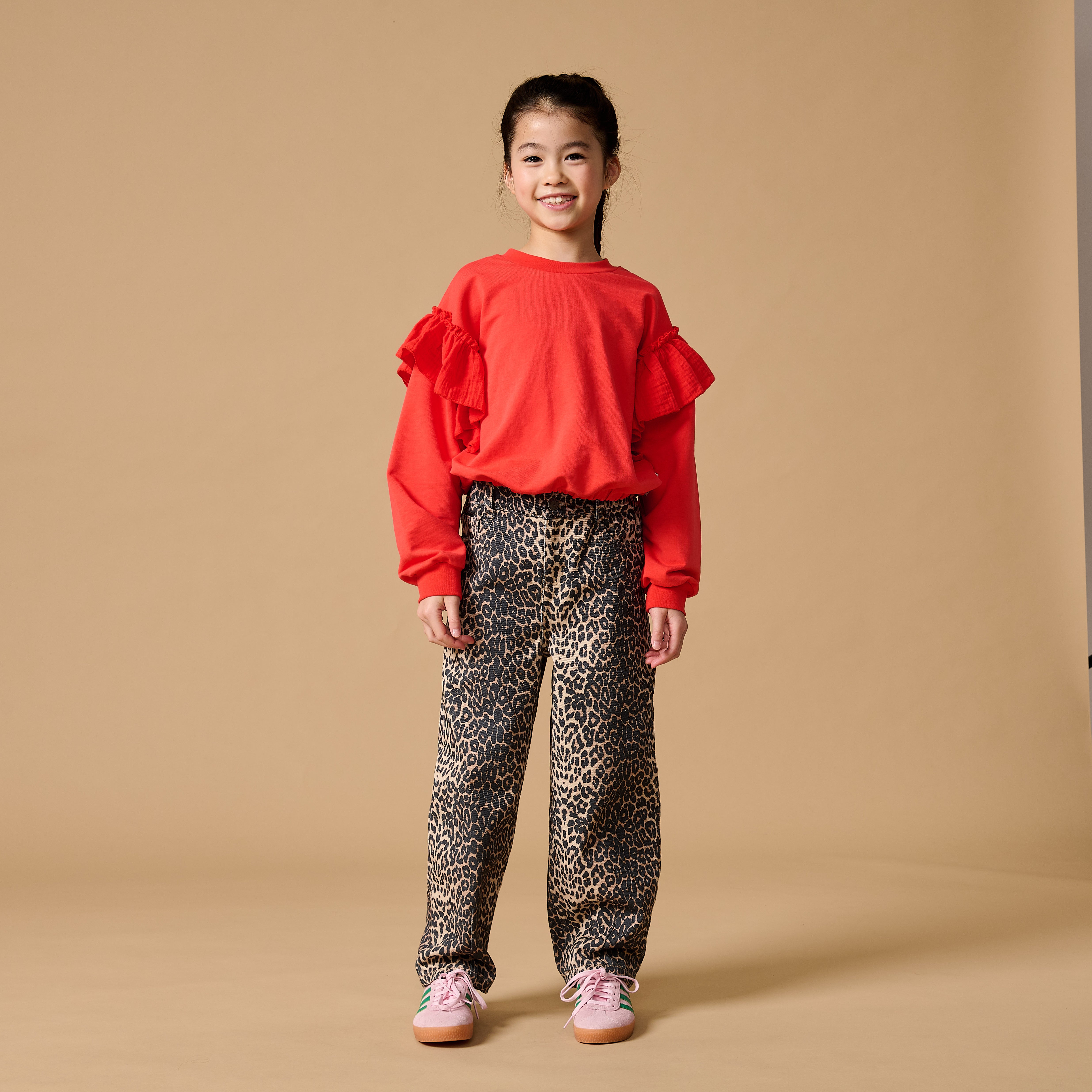 Petit Blush - romantic ruffle sweater  - cayenne