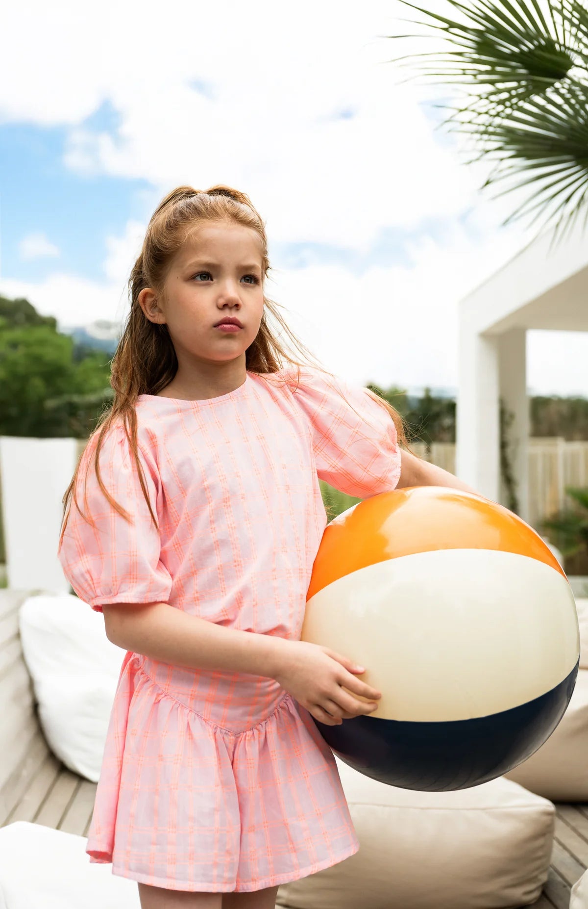 Petit Blush - puff sleeve blouse  - pink / neon orange