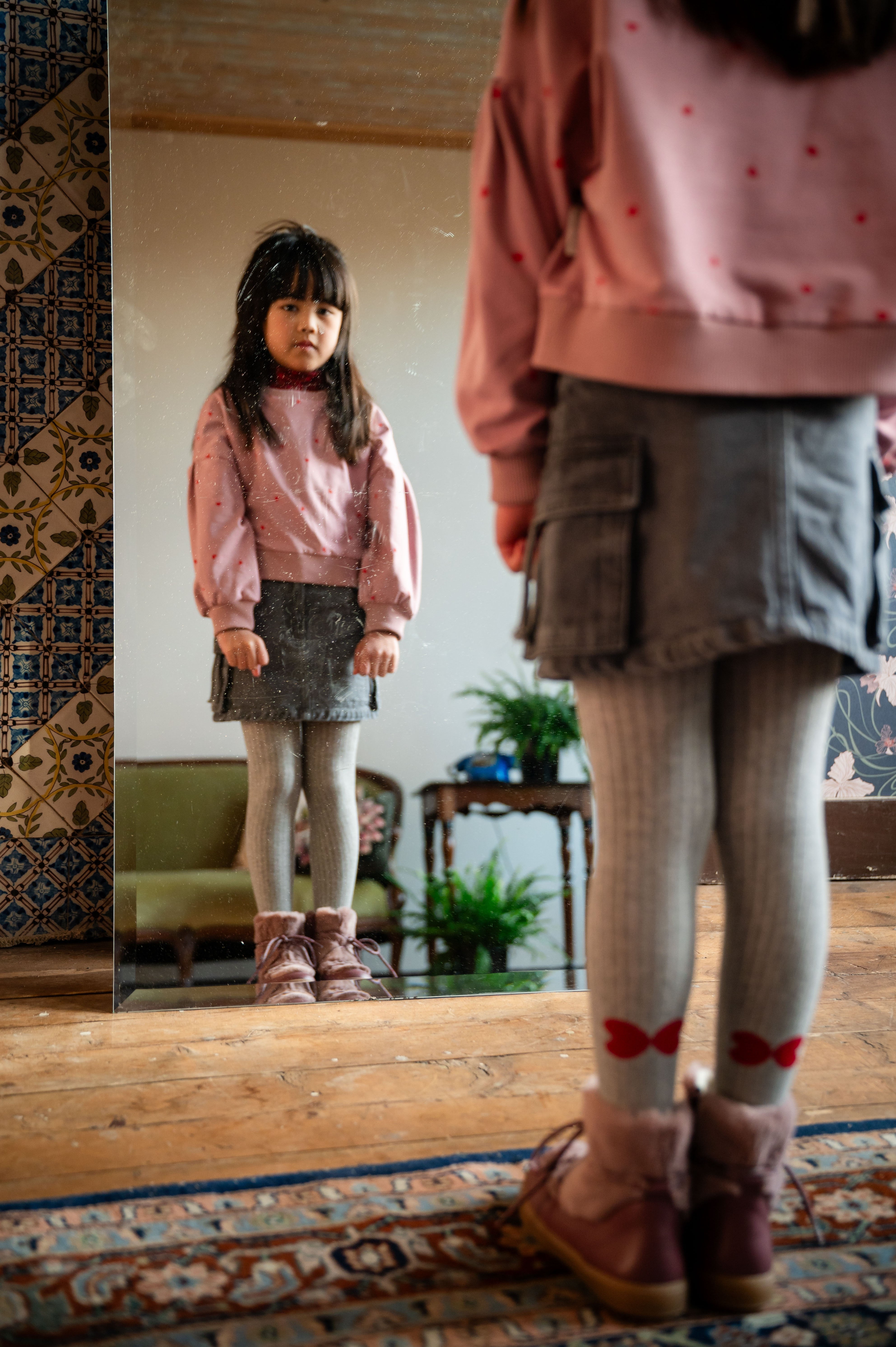 Petit Blush - cargo skirt  - washed grey