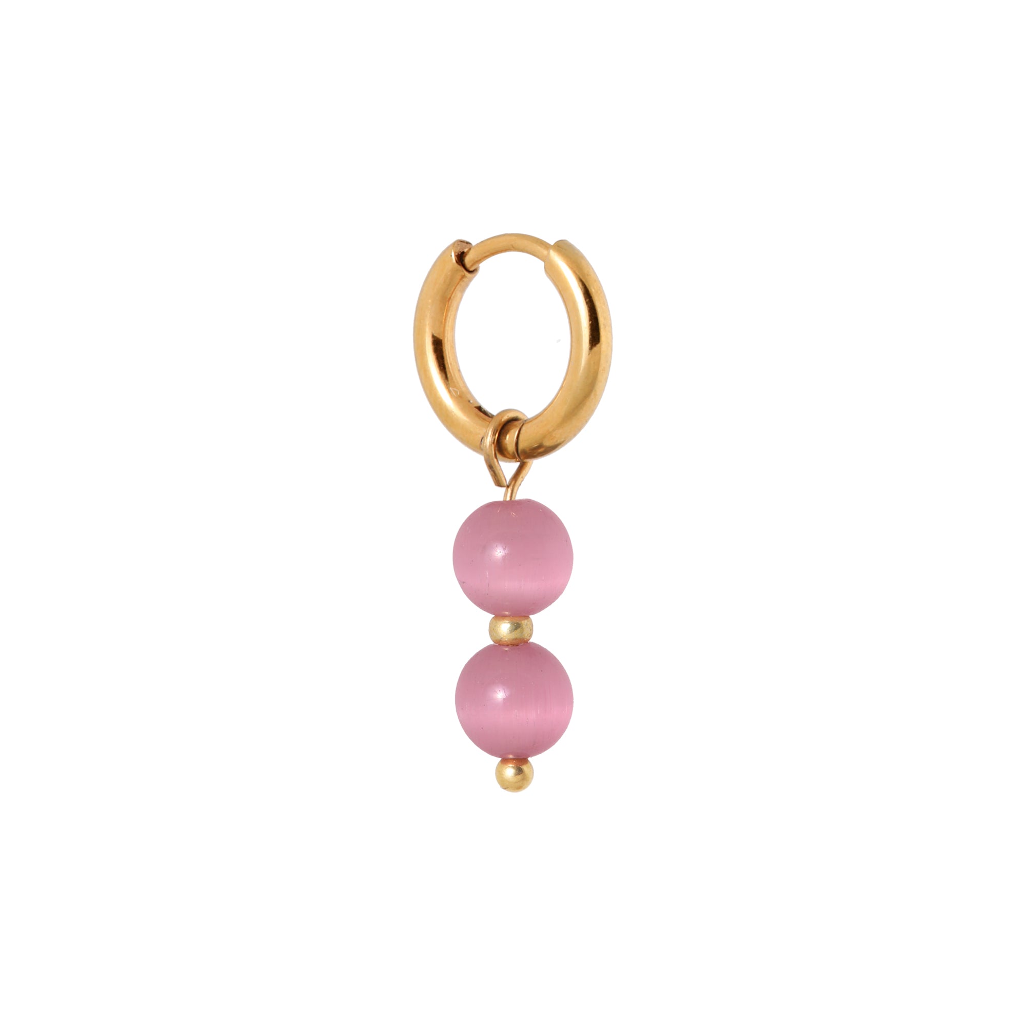 Label Kiki - pink cat eye hoop gold