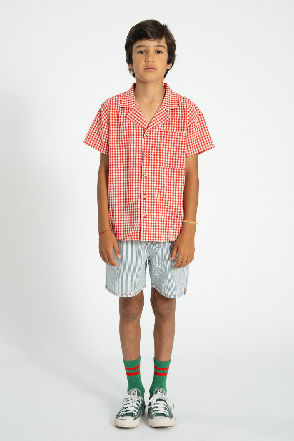 Piupiuchick - socks - green with red stripes