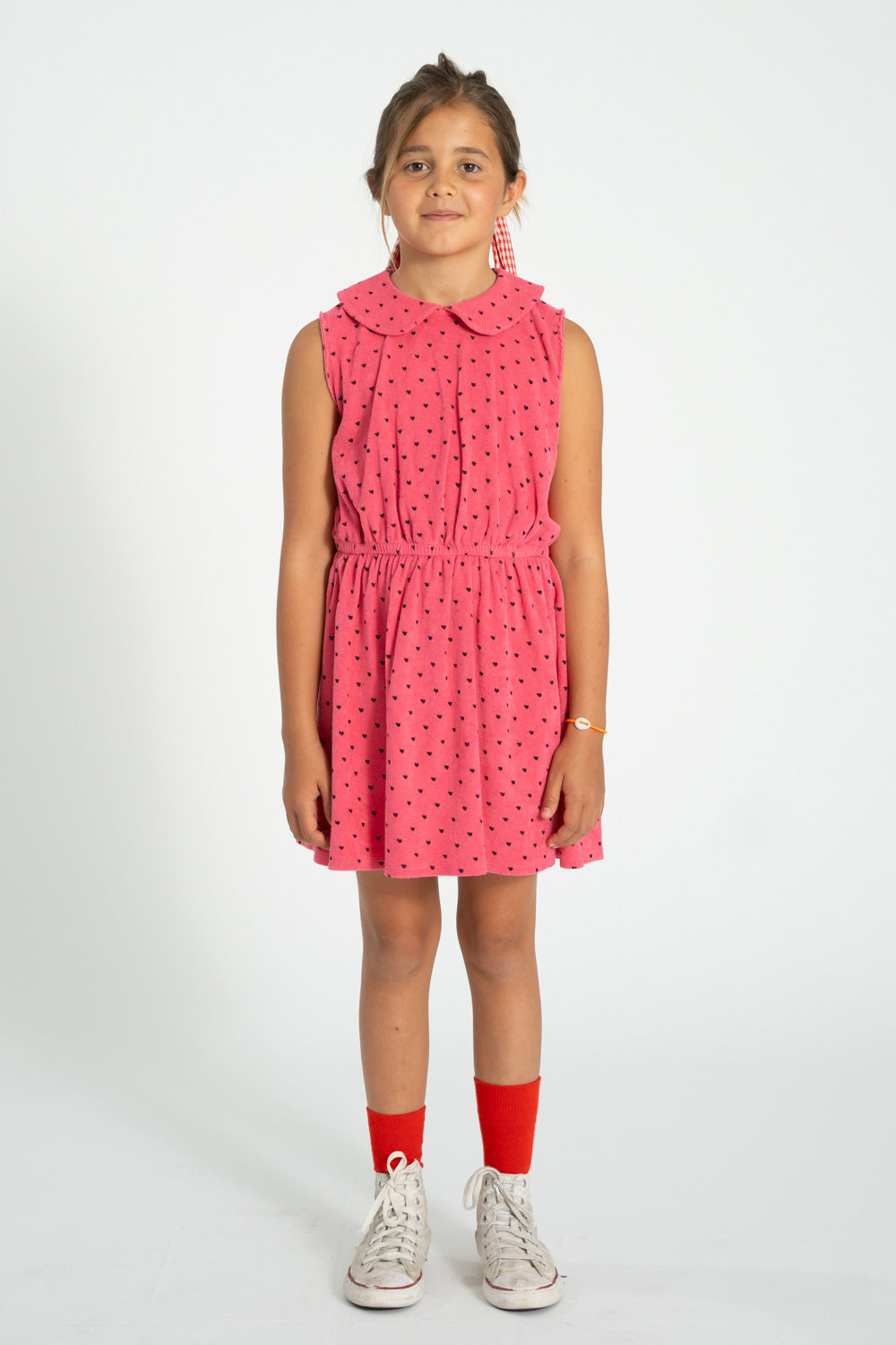 Piupiuchick - short dress with collar - pink with black hearts