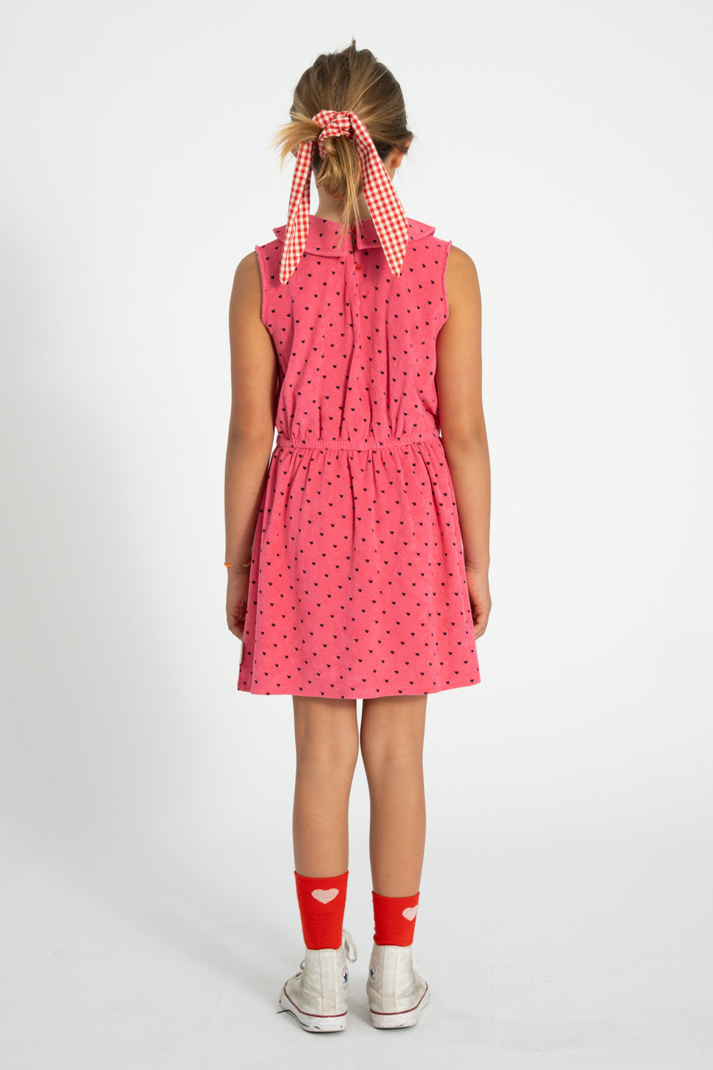 Piupiuchick - short dress with collar - pink with black hearts