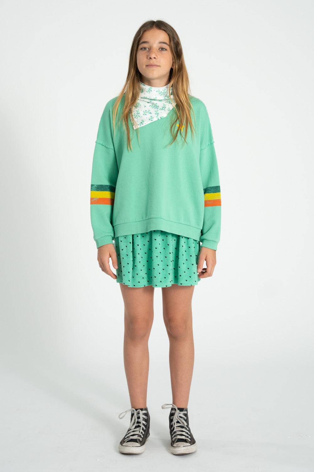 Piupiuchick - sweatshirt - green with multicolor stripes